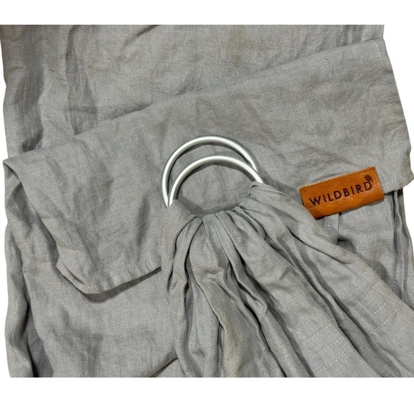 WildBird Gray (Possibly Owl) Linen Ring Sling 74" Silver Rings - Picture 3 of 4